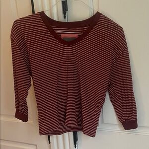 Anthropologie Burgundy and Pink Striped Top